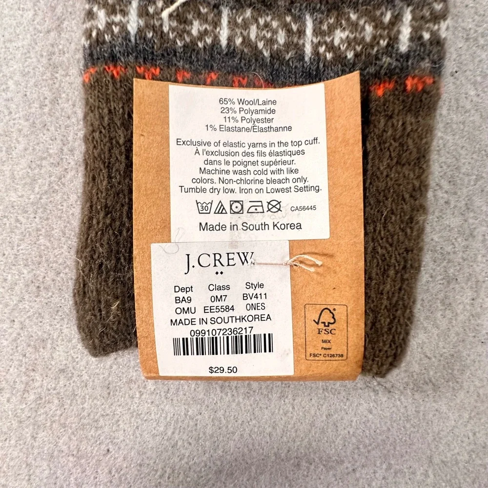 NWT J.Crew Mens Wool Blend Socks 2 Pair Fair Isle Marled Brown NEW BV411 BU868